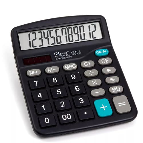 Calculadora De Mesa Escritório Display 12 Dígitos Simples Cor Preto
