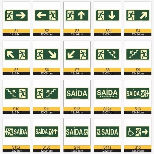 Placa de Sinalização de Emergência Fotoluminescente Antichamas