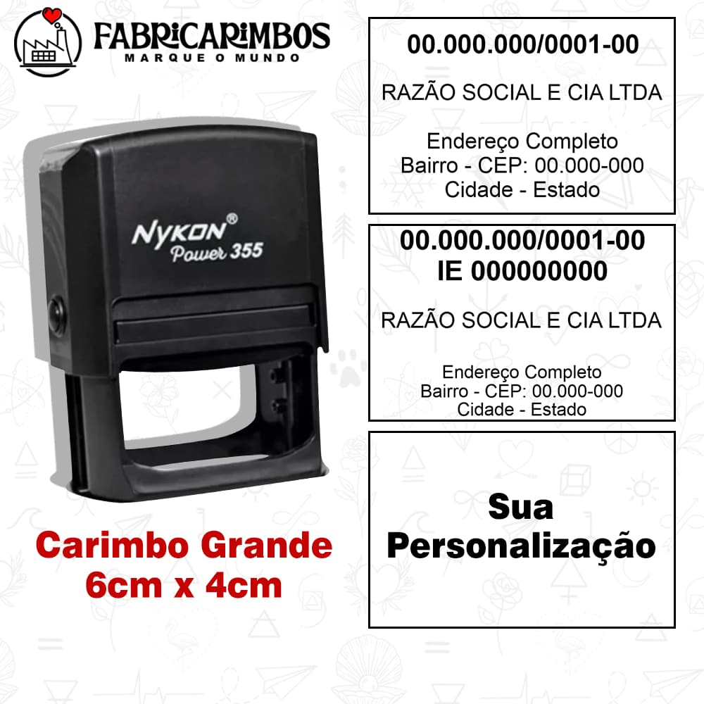 Carimbo Automático Personalizado Padrão CNPJ Inscrição Estadual do Seu Jeito - Nykon 355