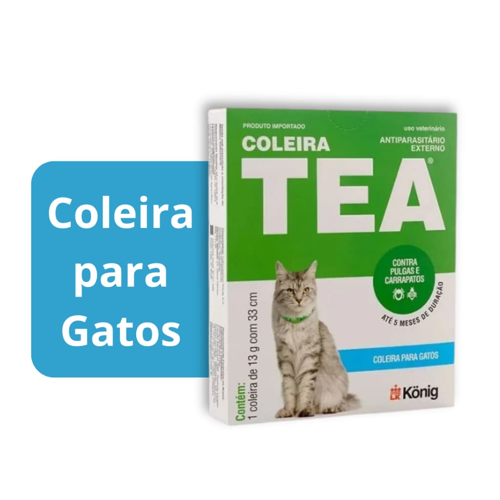 Coleira TEA 327 Gatos 33cm - Contra Pulgas e Carrapatos P/ Gatos