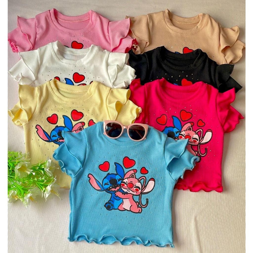 Blusa Stitch Brilho Canelado Ribana- Moda Feminina Infantil- KIDS