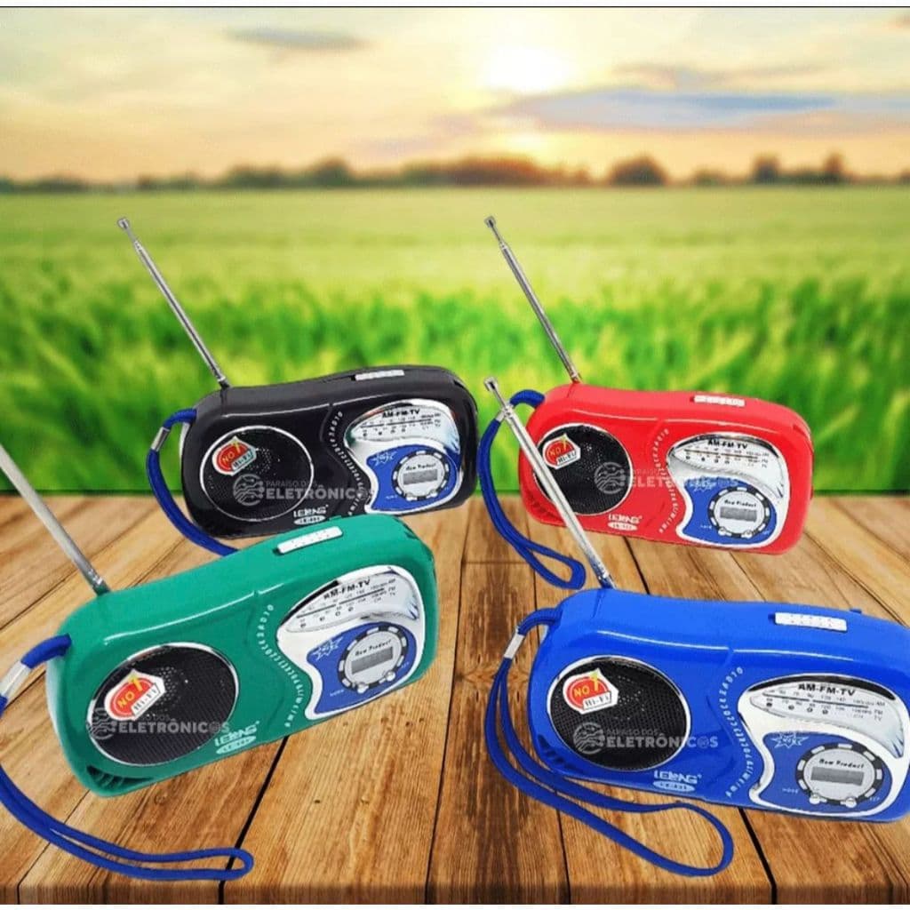 Rádio Portátil AM FM TV com Relógio Digital A-2019 – Multibanda Sem Fio Recarregável