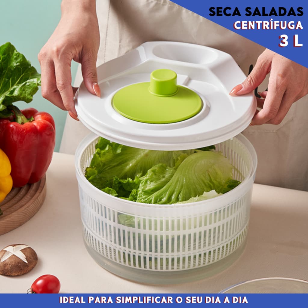 Centrífuga de Salada 3L Secagem Rápida Sem Esforço Para Folhas e Hortaliças Manual - SHEFA