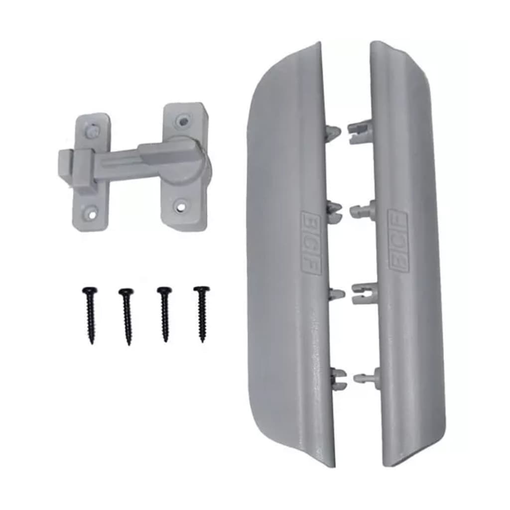 Kit Puxador + Trinco Porta Sanfonada Cinza Bege E Branco BCF