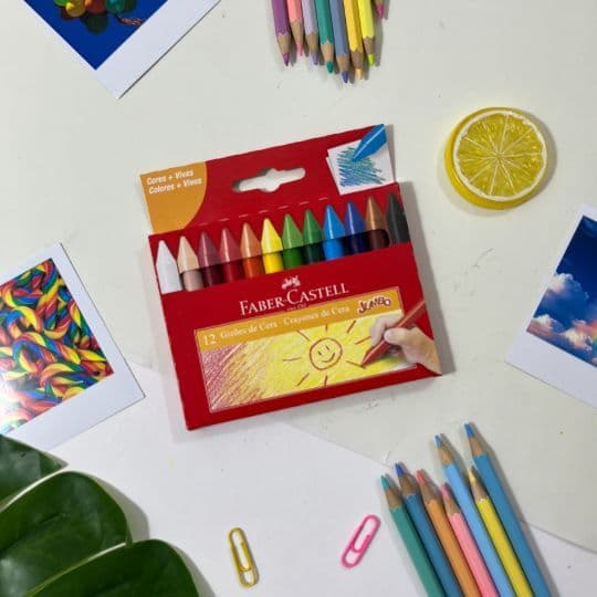 Giz de Cera Jumbo 12 Cores - Faber Castell