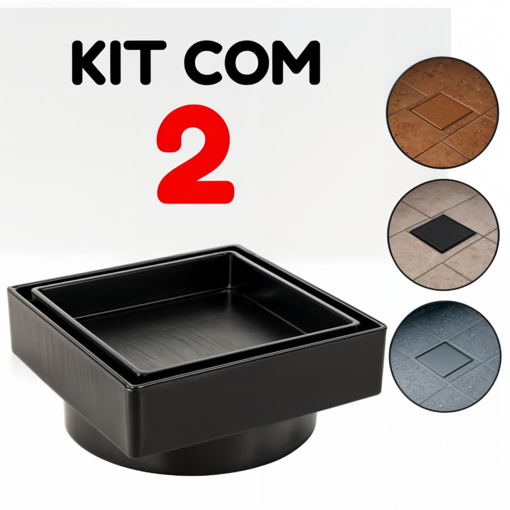 Kit 2 Ralos Oculto 10x10 Invisível Inteligente Piso / Porcelanato