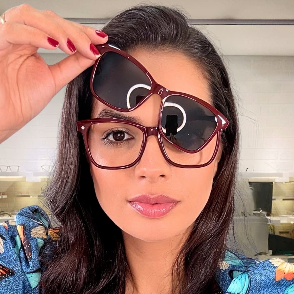 Óculos para grau feminino com clip on solar polarizado Promoção