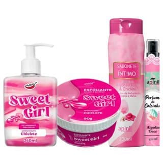 KIT Gel Hidratante Corporal + Sabonete Intimo + Perfume de Calcinha + Esfoliante Corporal SEX SHOP