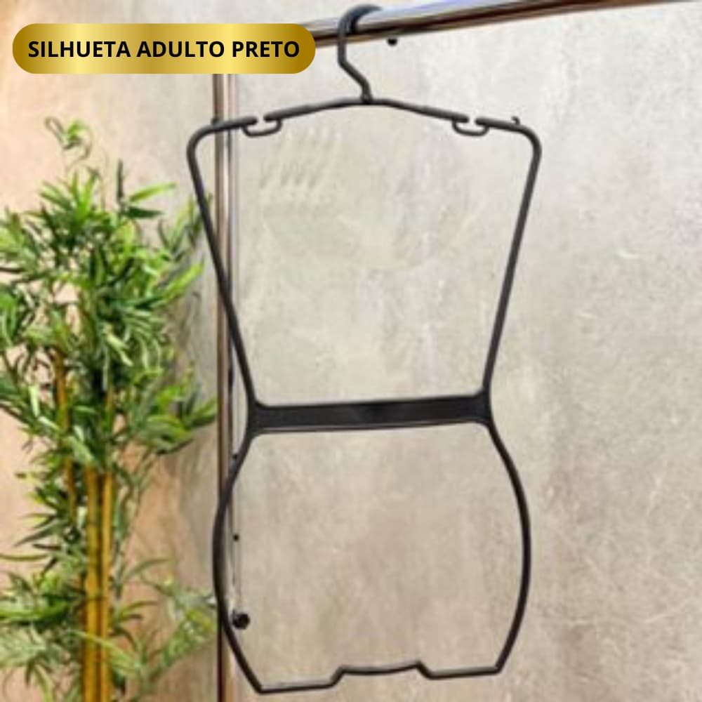 Cabide Collant Silhueta Adulto Preto 10 Unidades