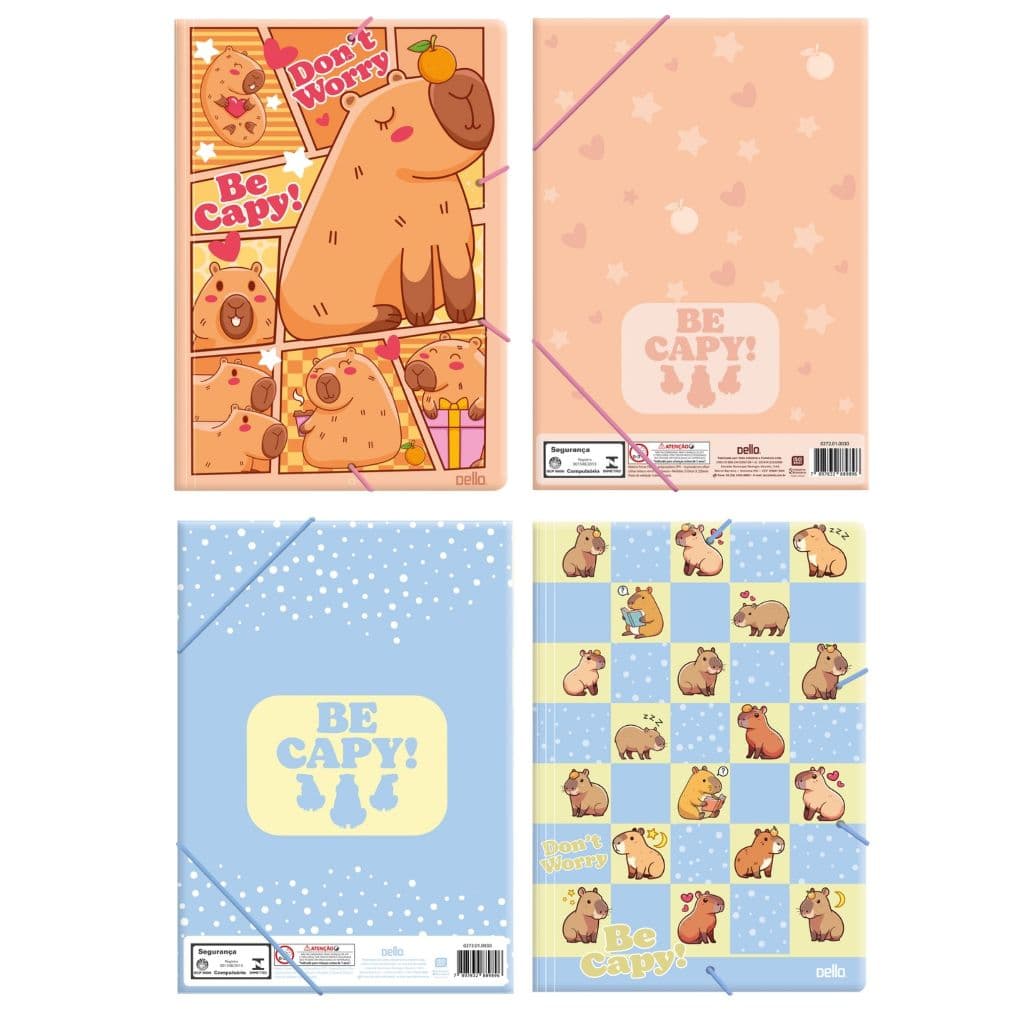 Pasta Aba Elástica Capivara 310mm x 220mm A4 |Disponível em Duas Estampas| - Dello