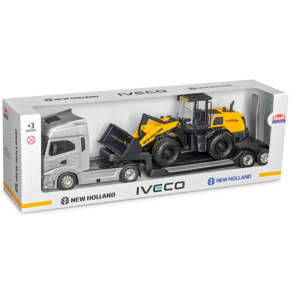 Caminhão Iveco S-Way Plataforma Com Trator Pá Carregadeira New Holland - Usual Brinquedos