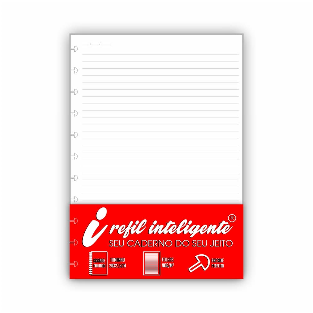 Refil Folhas Caderno Inteligente Grande Pautado 90g 20x27,5