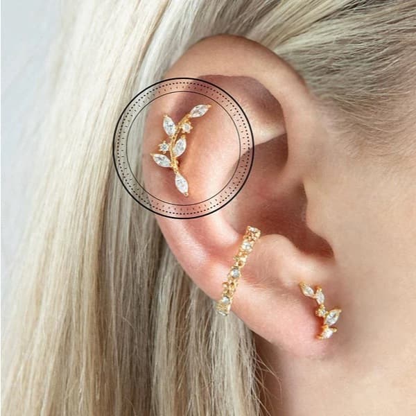 1 Peca Piercing orelha Aço inox tragus cartilagem zircão #23
