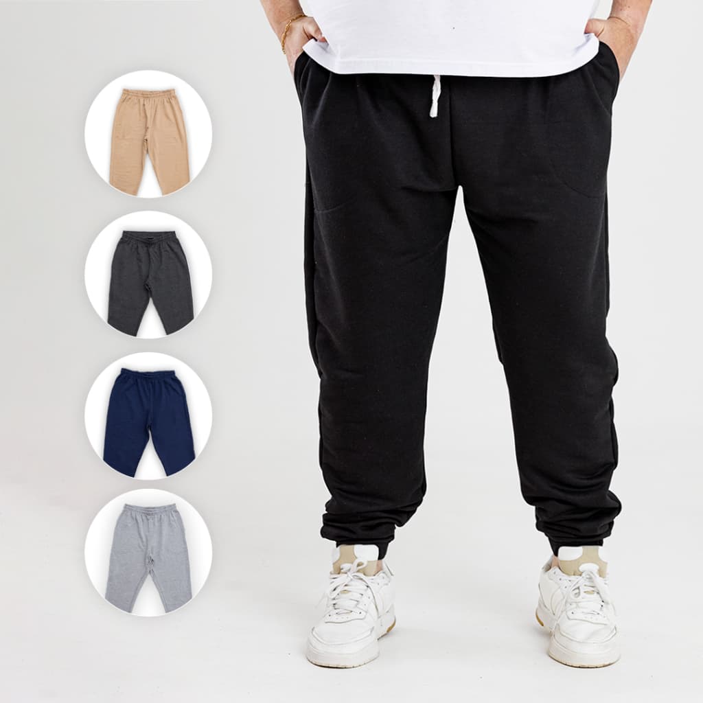 Calça Jogger Plus Size Moletom Masculina Bolsos Laterais Tecido Leve Confortável Casual Esportivo