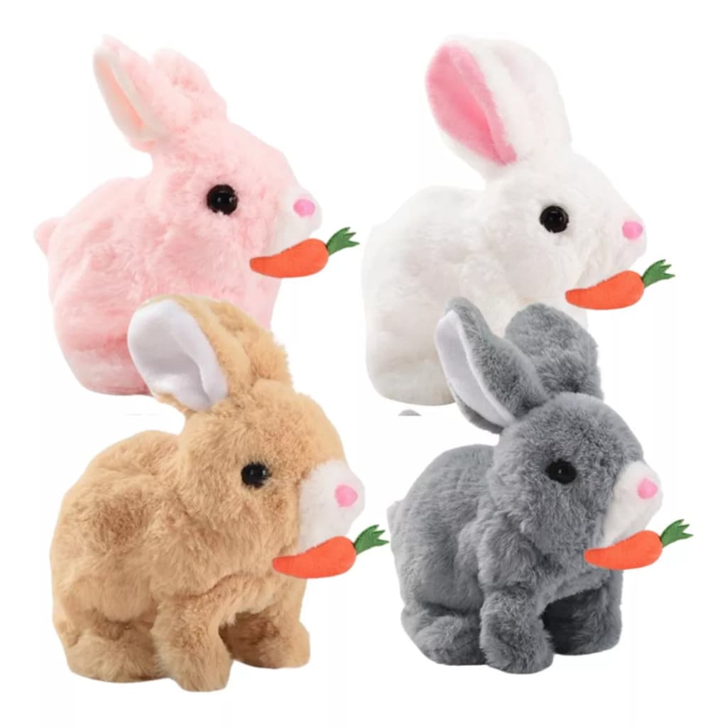 Brinquedo De Pelúcia Coelho Coelhinho Elétrico Com Luz Infantil Para Caminhar e Pular Páscoa