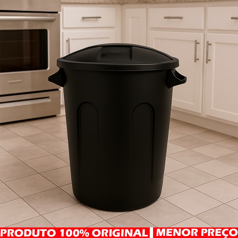 Lixeira Preta Cesto De Lixo Grande Cozinha 30 Litros Jaguar