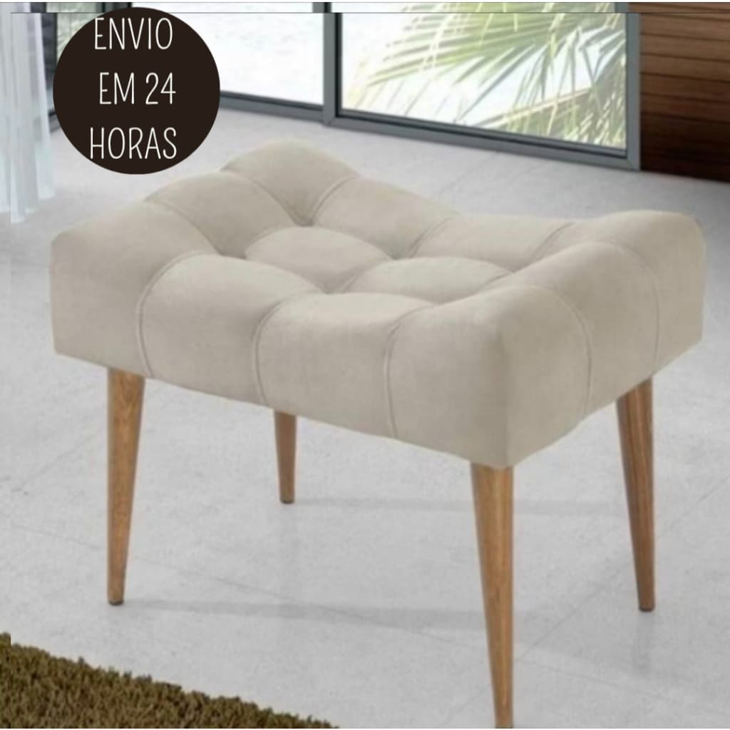 Puff Requinte Bege Banqueta Pé Palito