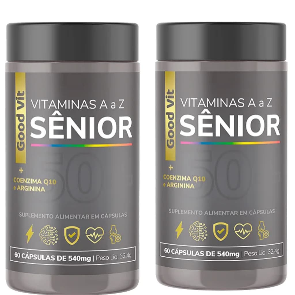 Suplemento Polivitamínico A a Z Sênior 50+ Arginina, Coenzima Q10, Vitaminas Importado