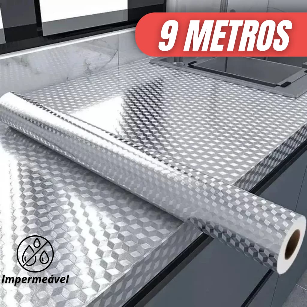Papel Aluminio 3m 5m 6m 9m 10Metros Metalizado Adesivo Casa Cozinha Moveis Parede