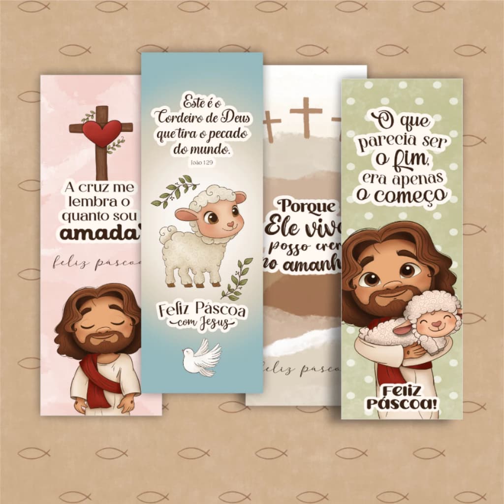 50 unidades - Marcador De Páginas Feliz Páscoa - Mensagens Bíblicas, Motivacional