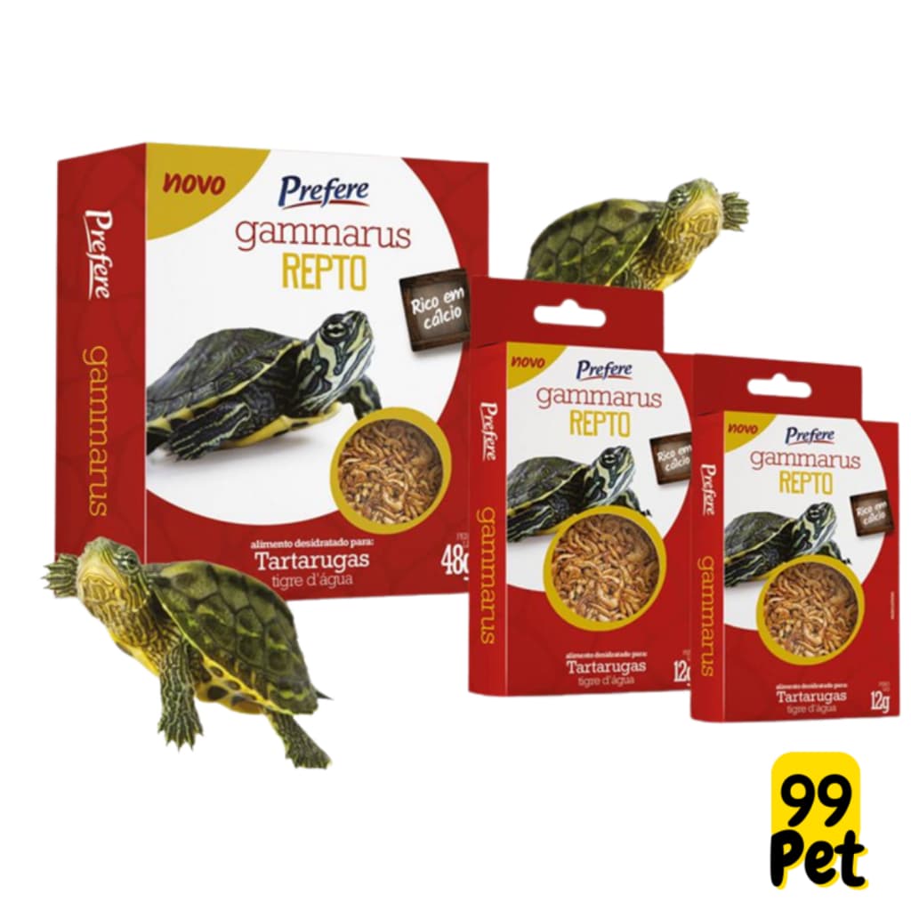 Alimento Desidratado para Tartarugas Tigre Dágua 12g , 24g ou 48g ração Prefere Gammarus Repto