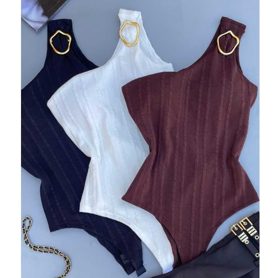 Body Feminina mula manca  Decote Ombro Só Fivela Bory EleganteTem Bojo