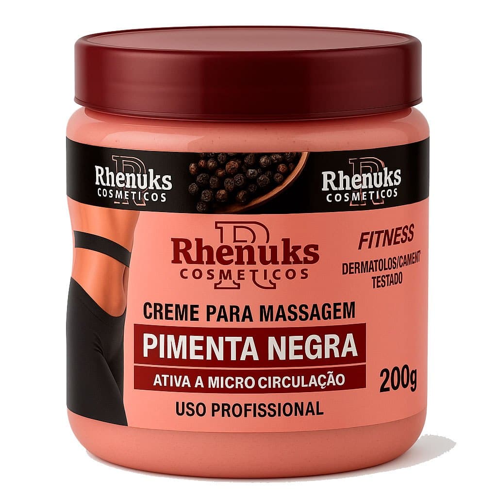 Creme Pimenta Negra Reduz Medidas Combate Celulite e Estrias