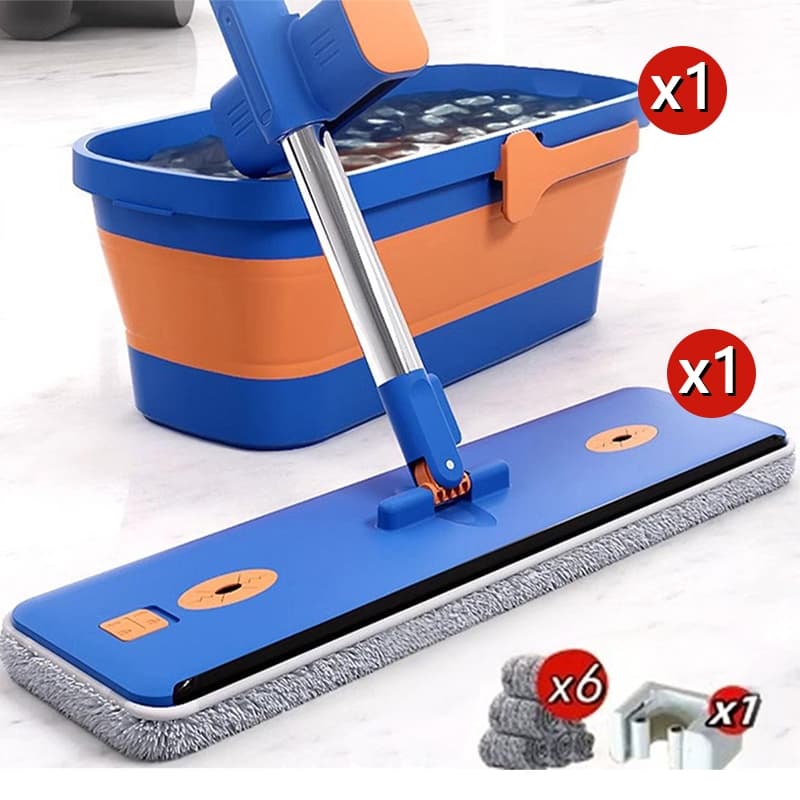 KIT 9 Conjunto De Esfregão E Balde Dobrável De Microfibra Com Raspador De Desaguamento S10