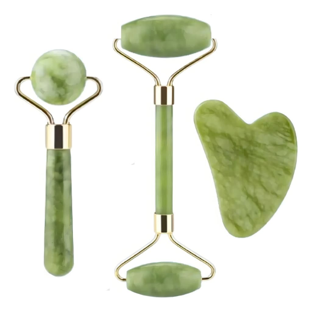 Rolo Pedra Jade GuaSha Facial Massageador Anti Rugas Blogueira Cores