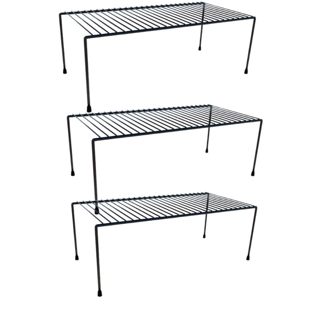 Kit 3 Organizadores de Armário Preto Médio Cozinha Aramado Porta Pratos Organizador de Pratos Louça 32cm