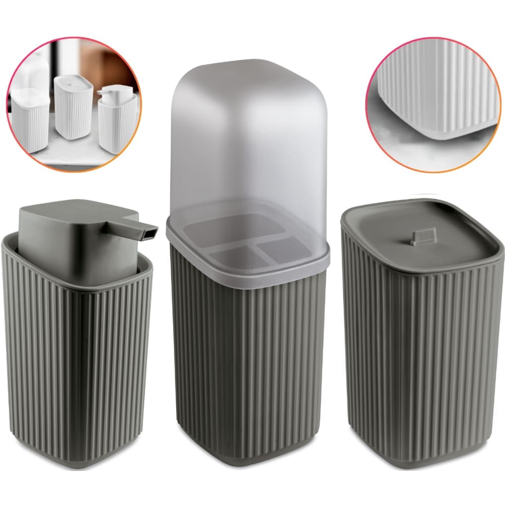 Kit 3 Acessórios Banheiro com Dispenser Sabonete Líquido, Porta Algodão e Porta Escovas Av - Usual