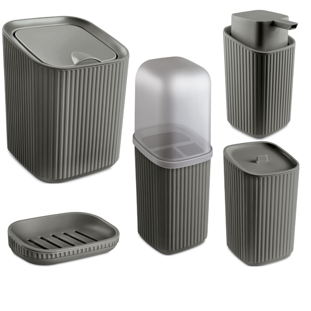 Kit Completo Banheiro 5 Peças Lixeira, Saboneteira e Porta Sabonete Líquido, Escova e Algodão Av