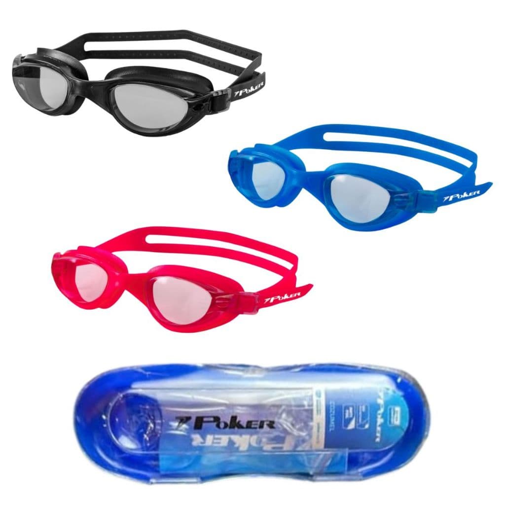 Óculos de Natação Junior Infantil Navagio POKER Unissex + Estojo e Tapa Ouvido (Anti Embaçamento)