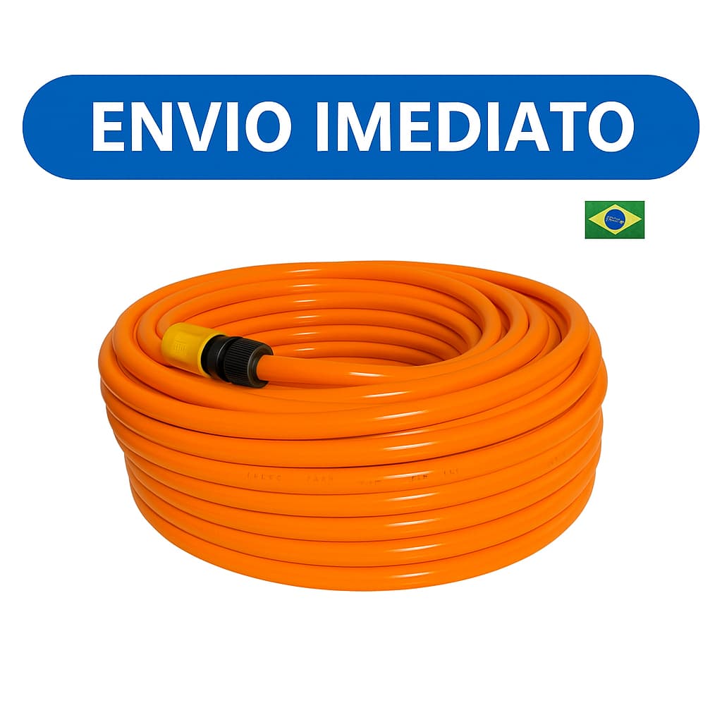 Borracha de Jardim  Mangueira Siliconada Kit Completo Reforçada Laranja Anti Torção Metragem