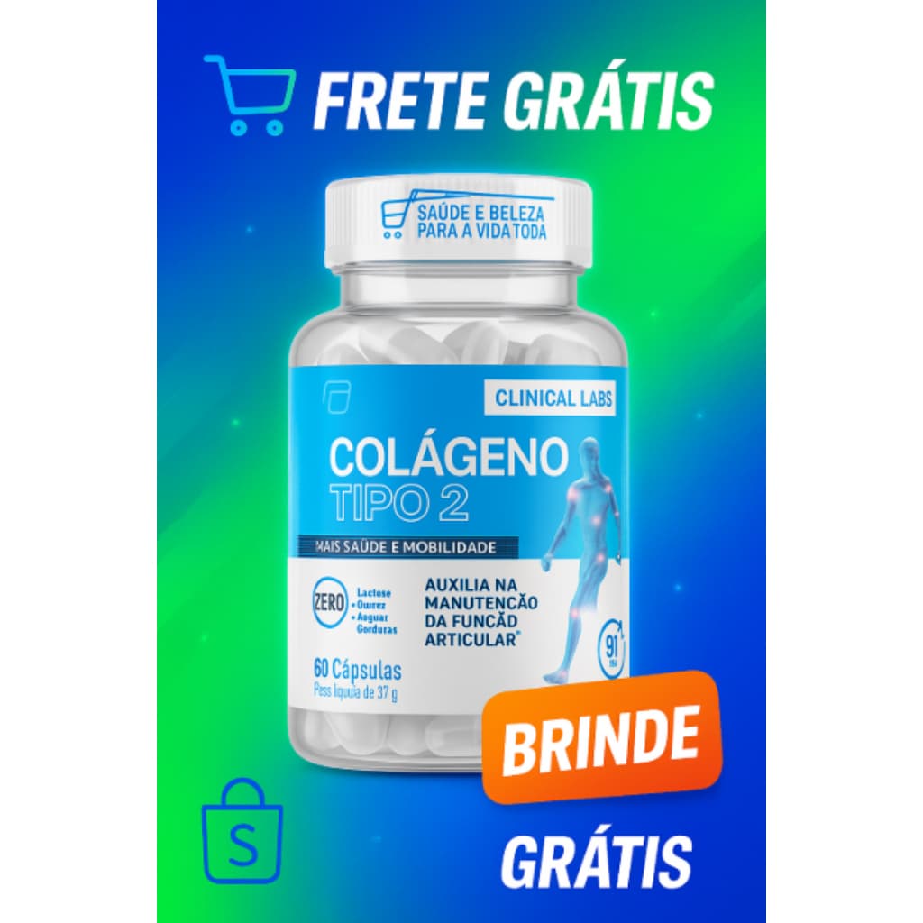 Colágeno Tipo 2 - 40mg - Joelho E Articulação + Vitaminas 60 Caps