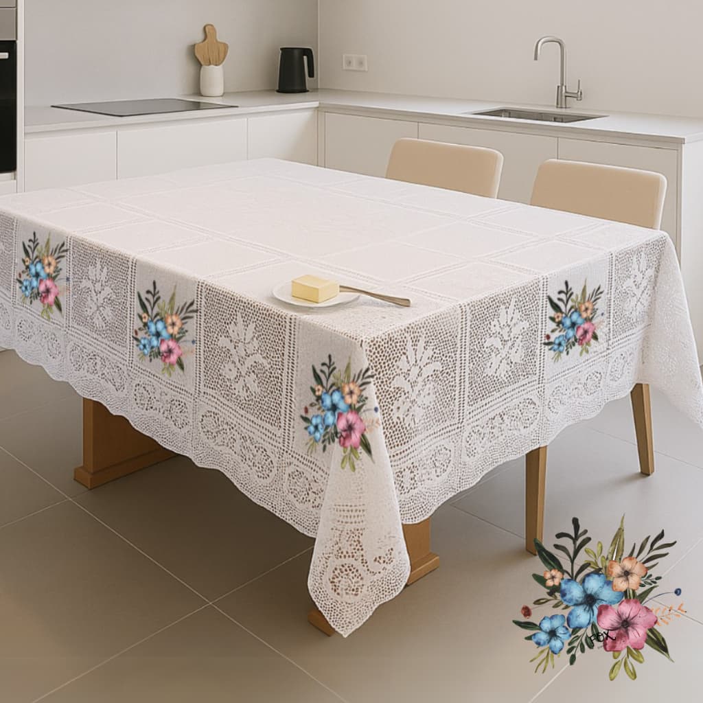 Toalha de mesa renda 4 e 6 cadeiras