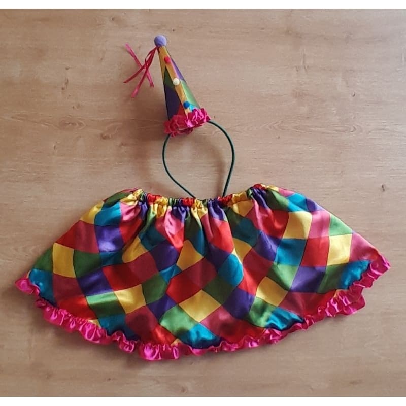 Fantasia palhacinha saia c tiara infantil carnaval bloquinho festa
