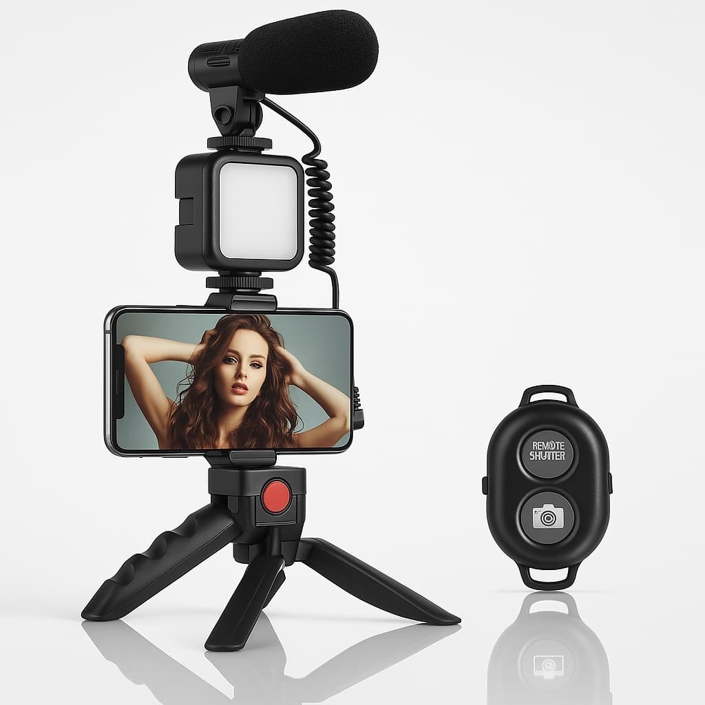 Kit de Gravação Youtuber Vídeo Iluminação LED Tripé Mesa Suporte Microfone Vlog YouTube Transmissão