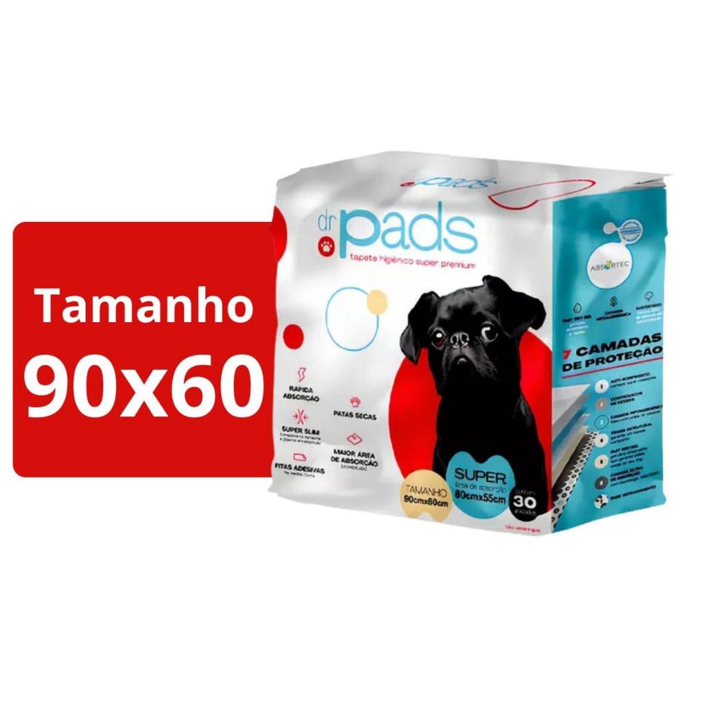 Tapete Higiênico Super Premium 90x60 Dr. Pads C/ 30 Un.
