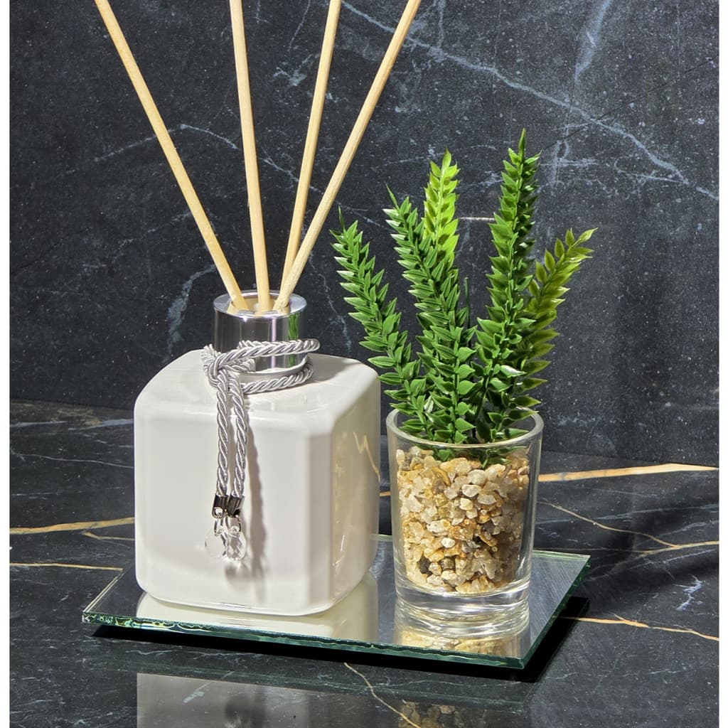 Kit Aromatizador de Ambiente Prata Difusor Plastico Enfeite Decorativo Sala Escritorio
