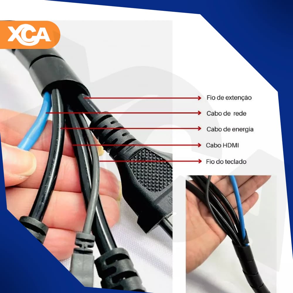 Organizador de Fios e Cabos Espiral 10 ou 20mm Tubo Espiral Mola de Proteção