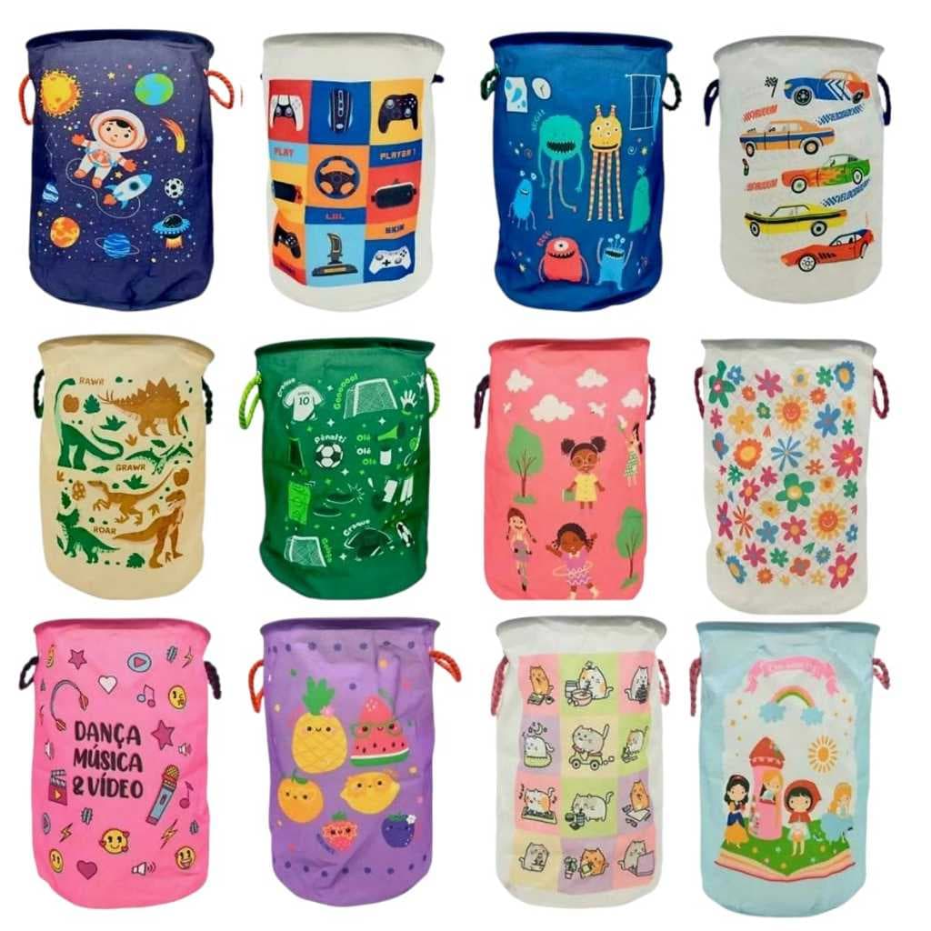 Cesto Infantil Organizador Multiuso Tecido Dobrável Roupa Brinquedos