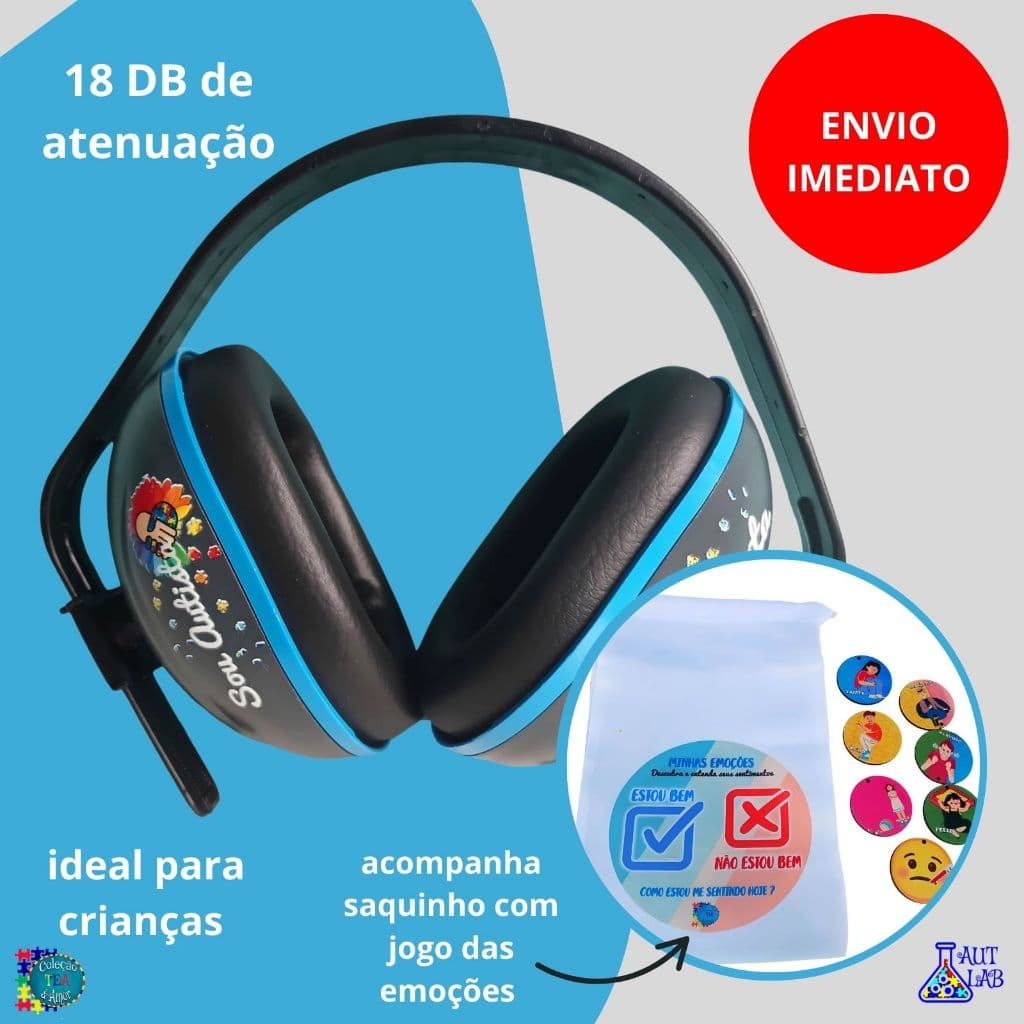 Abafador De Barulho Para Autistas Infantil 18Db Proteção Som Crianças