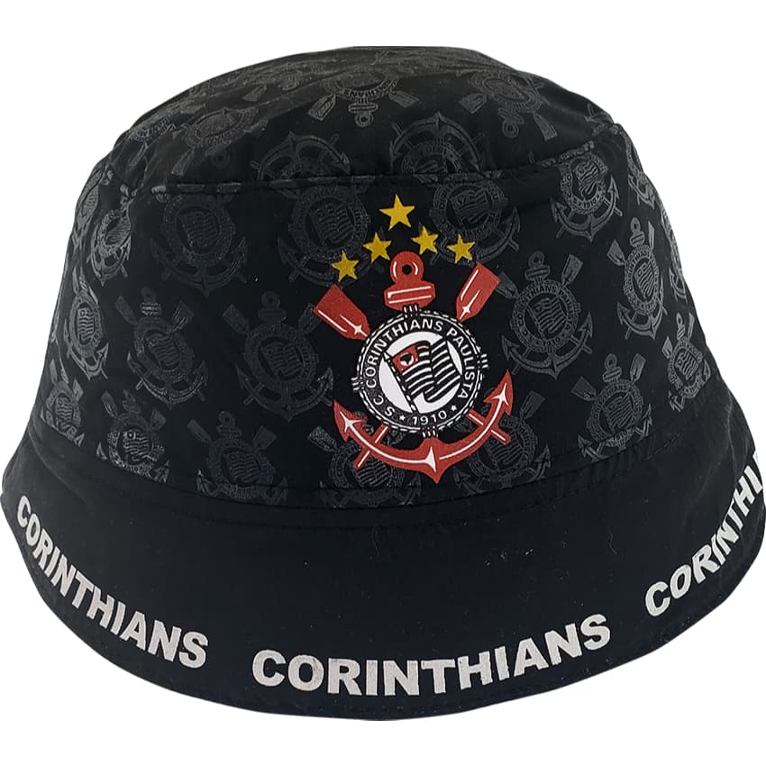 Chapéu Infantil Corinthians Estampado Bucket Hat Verão Pescador