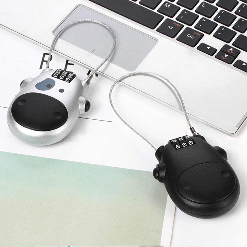 Bloqueio Codificado Telescópico Dos Desenhos Animados Vaca Cabo De Aço Porta Do Armário/Trava de capacete/Bicicleta