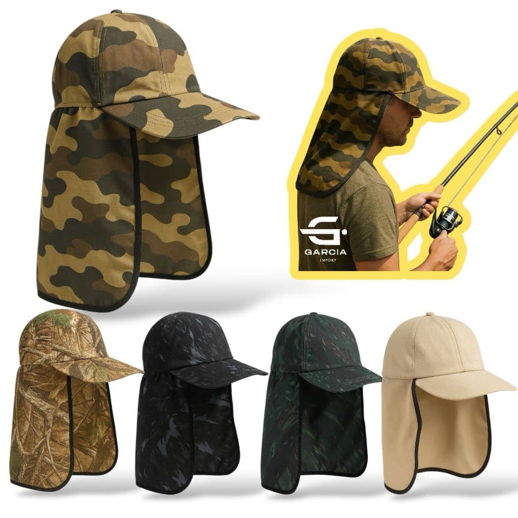 Bone Com Protetor De Nuca Proteção Solar Camuflado Para Pescador Camping Acampar