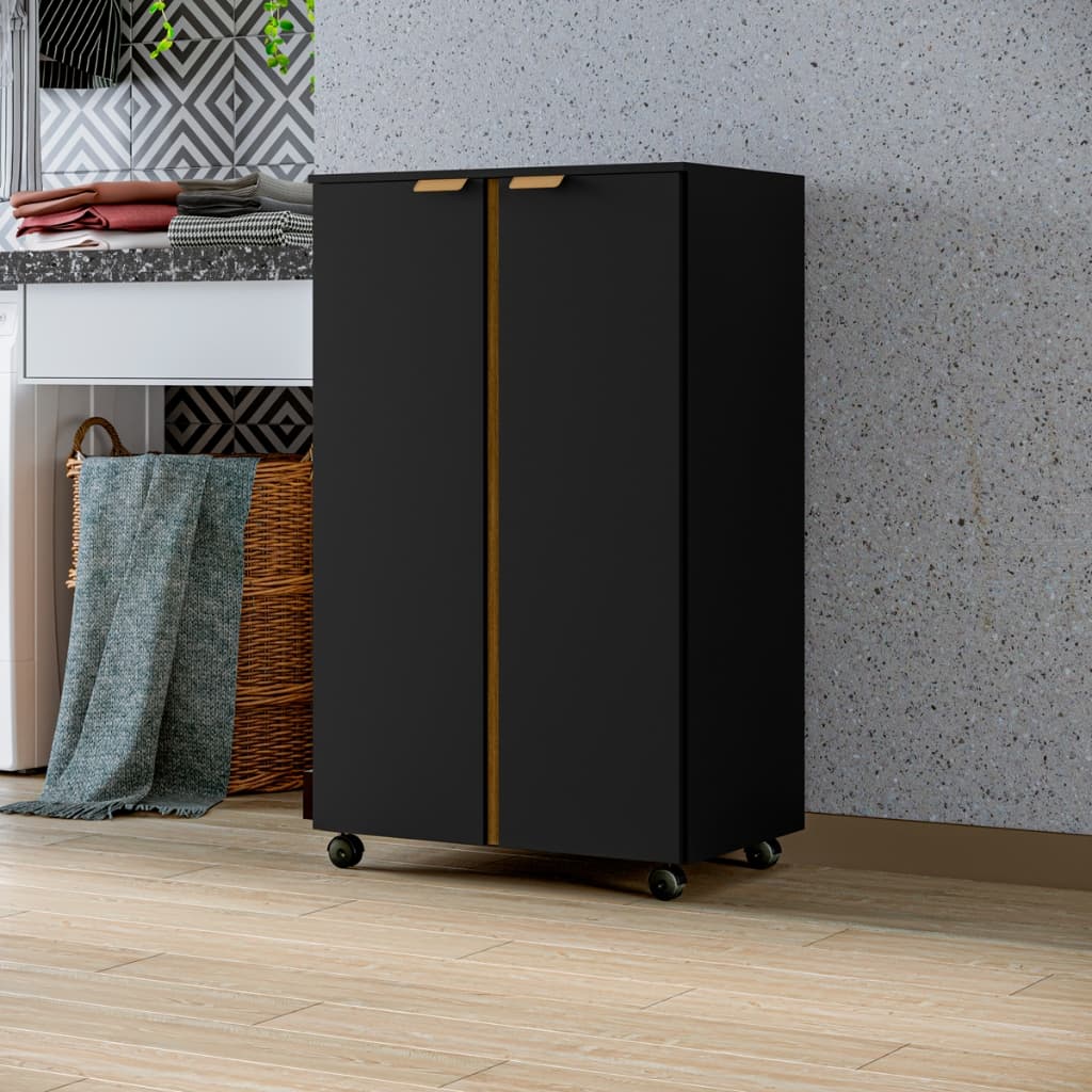 Armário Organizador Multiuso com rodizio e prateleiras flex. inteiro na cor ou detalhe em outra cor