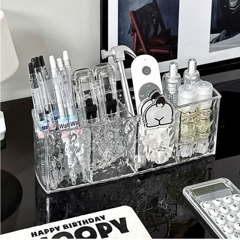 Organizador de Cosmético Porta Pincel Maquiagem Penteadeira 4 Divisórias Diamante