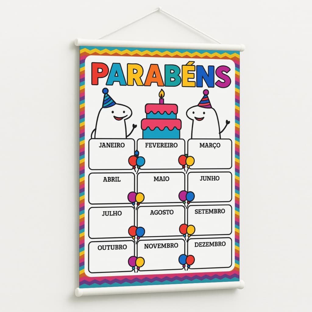 Banner Pronto Parabéns do Mês Para Creche, Escola e Educação Infantil