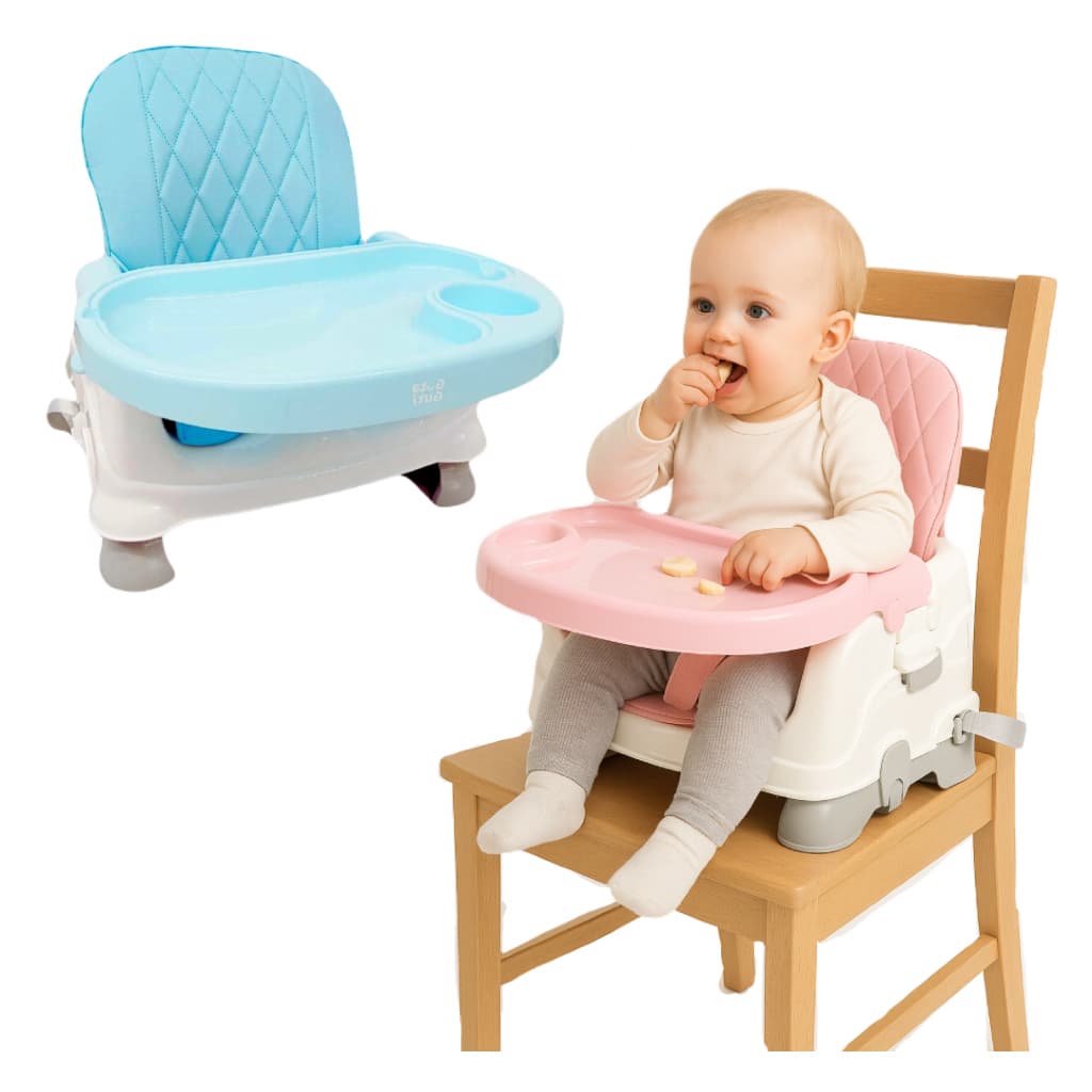Cadeira de Alimentação Portátil até 23kg Acolchoado Ajustável Menina Menino Rosa Azul